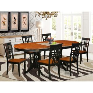 This excellent Plainville kitchen table set with oval dining room tableand chairs in Black & Cherry combines comfortability and conservative style to suit virtually any dining room. The tough
