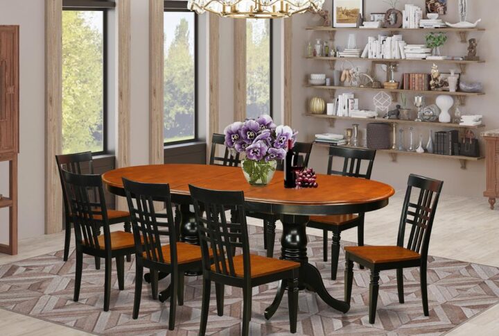 This unique Plainville table and chairs set with oval dining room table and chairs in Buttermilk & Cherry blends comfortability and old fashioned style to fit just about any dining-room. The durable