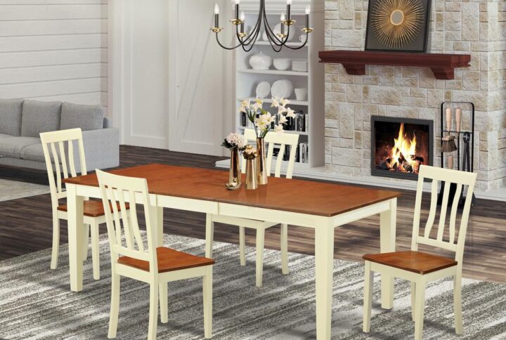 The dining room table set contains a kitchen dinette table and 4 kitchen chairs