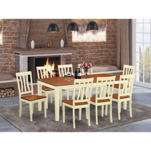 The dinette set features a dinette table and 8 dining room chairs