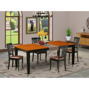 This wonderful dining room table set looks simply fantastic. This table set would suit perfectly in the dining space of any house. No matter what décor or fashion you are trying to find this table and chairs set will fit in perfectly. This dining room set is constructed from rubber wood and features an amazing Black