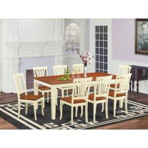 The dinette set incorporates a dining room table and 8 kitchen chairs