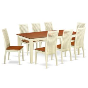 Invite anyone you want for truly upscale dinner parties and festive family feasts alike with this posh dining set. Treat your room's decor with a new and polished look with this modern 9 Piece Dining Set. Crafted of solid wood