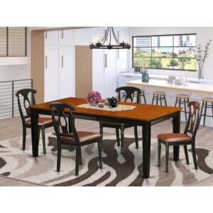 This excellent stunning dining table set looks simply incredible. This kitchen table set would match perfectly in the dining room of any house. No matter what décor or fashion you are looking for this table and chairs set will fit in perfectly. This dining room set is constructed from rubber wood and features an fantastic Black