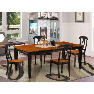 This gorgeous table set looks simply stunning. This dining room set would suit perfectly in the dining space of any house. No matter what décor or design and style you are searching for this table and chairs set will fit in perfectly. This dining room set is manufactured from rubber wood and features an fantastic Black