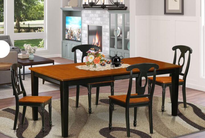 This gorgeous table set looks simply stunning. This dining room set would suit perfectly in the dining space of any house. No matter what décor or design and style you are searching for this table and chairs set will fit in perfectly. This dining room set is manufactured from rubber wood and features an fantastic Black