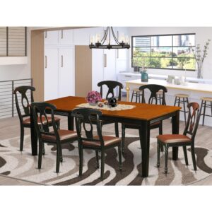 This specific beautiful dining room table set looks simply incredible. This dinette set would fit perfectly in the dining-room of any house. No matter what décor or fashion you are trying to find this table and chairs set will fit in perfectly. This dining room set is made from rubber wood and features an fantastic Black