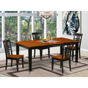 This excellent stunning dining table set looks simply incredible. This kitchen table set would match perfectly in the dining room of any house. No matter what décor or fashion you are looking for this table and chairs set will fit in perfectly. This dining room set is constructed from rubber wood and features an fantastic Black & Cherry finish throughout the entire set.