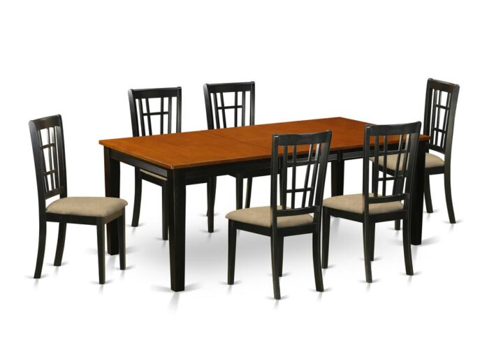 This amazing dinette set includes one rectangular table and eight chairs. Perfect for using in the dining space or small space