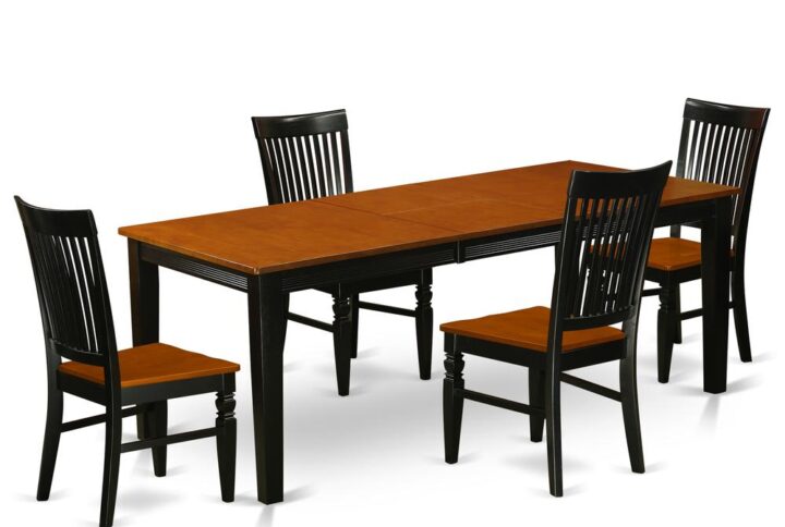 This excellent Quincy dining table set with oval dining table and chairs in Black & Cherry fuses convenience and conservative design to suit almost any kitchen. The tough