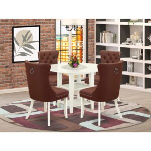 Introducing a versatile and stylish 5-piece dining set designed to enhance your dining space with a touch of elegance and practicality. Crafted from durable rubberwood and elegantly finished in a classic linen white