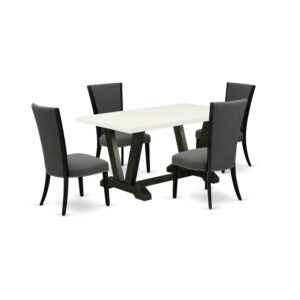 Our eye-catching mid century modern dining table set will boost the beauty of any dining area with its stylish design and decor. This 5-Piece kitchen table set consists of an elegant table and 4 matching dining room chairs. This dinner table set adds some simple and contemporary beauty to your home. Ideal for dinette