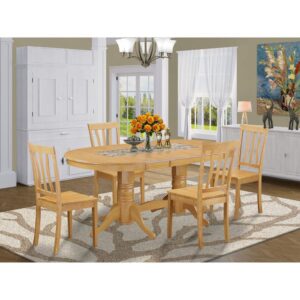 This excellent dining room table set includes a long oval shaped kitchen table that has 2 pedestals. This modern day looking set has 4 seats and therefore has an optimal seating capacity of 4 persons. The product has a pleasant