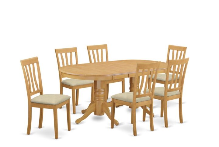 This phenomenal dinner table set includes a long oblong shaped dining table that features Two pedestals. This modern day looking collection has 6 seats and for that reason features an optimal seating capacity Six guests. The product features a likable