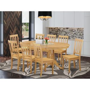 This particular dining room table set includes a long oblong shaped dining table that features Two pedestals. This modern day looking set has 8 seats and for that reason features an optimal seating capacity of 8 individuals. The product has a pleasant