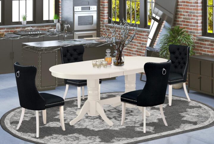 EST WEST FURNITURE - VADA5-LWH-24 - 5-PIECE DINING TABLE SET