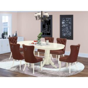 Transform your dining area into a space of timeless elegance with This exquisite 7-piece kitchen table set. Crafted from durable rubberwood and finished in a classic linen white