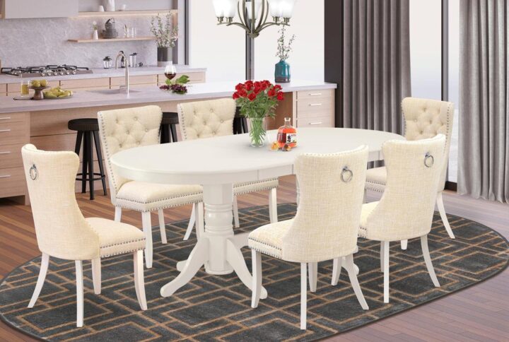 EAST WEST FURNITURE - VADA7-LWH-32 - 7-PIECE KITCHEN DINING TABLE SET