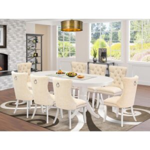 EAST WEST FURNITURE - VADA9-LWH-32 - 9-PIECE KITCHEN DINING TABLE SET