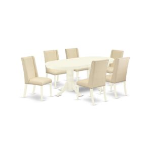 EAST WEST FURNITURE 7-PIECE DINING SET 6 BEAUTIFUL PARSON CHAIRS AND ROUND DINING TABLE