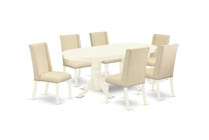 EAST WEST FURNITURE 7-PIECE DINING SET 6 BEAUTIFUL PARSON CHAIRS AND ROUND DINING TABLE