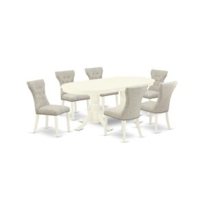 EAST WEST FURNITURE 7-PC DINING ROOM TABLE SET 6 LOVELY DINING ROOM CHAIRS AND OVAL TABLE