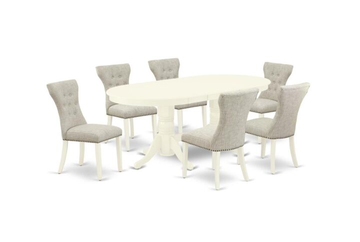EAST WEST FURNITURE 7-PC DINING ROOM TABLE SET 6 LOVELY DINING ROOM CHAIRS AND OVAL TABLE