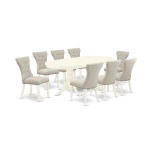 EAST WEST FURNITURE 9-PC KITCHEN DINING TABLE SET 8 ATTRACTIVE PARSON DINING CHAIRS AND OVAL DINING TABLE