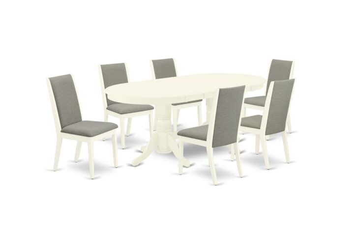 EAST WEST FURNITURE 7-PIECE MODERN DINING TABLE SET 6 FANTASTIC PARSON DINING CHAIRS AND ROUND TABLE