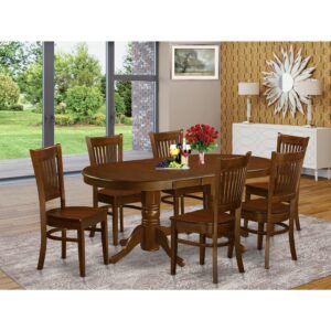 The Vancouver dining table set boasts typical style with an beauty deserving of distinguished dining and amusing those special guest visitors. The oval-shaped small table shows spectacular style using its show-stopping double pedestals. Dazzling in an amazing Espresso finish