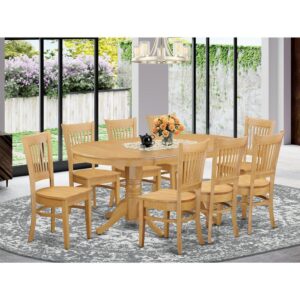 The Vancouver dining table set aspects traditional styling by way of an beauty worthy of formal dining and amusing those special visitors. The oval-shaped small kitchen table shows exceptional design featuring show-stopping double pedestals. Striking in a wonderful Oak color