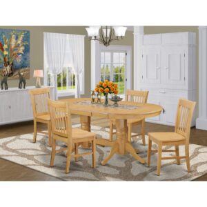 This specific table and chairs set offers a long oval shaped table which has 2 pedestals. This modern-day looking set has 4 seats and therefore has a max seating capacity of 4 persons. This product has a pleasant