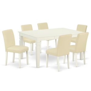 This amazing WEAB7-LWH-64 dining set facilitates an affectionate family feeling. A comfortable and luxurious Linen White color offers any dining-room a relaxing and friendly feel with this medium dining table. This well-designed and comfortable kitchen table may be used for hours at a time. No heat treated pressured wood like MDF