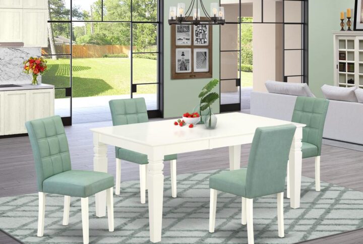 EAST WEST FURNITURE - WEAS5-WHI-43 - 5-PIECE MID CENTURY TABLE SET