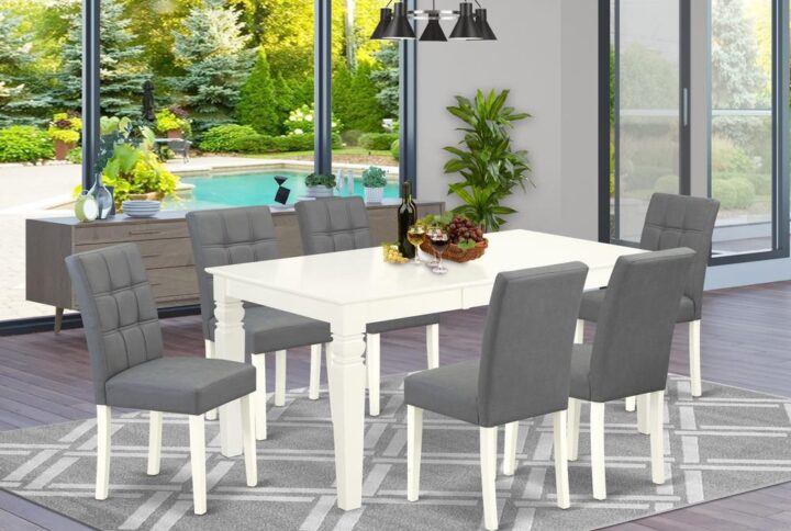 EAST WEST FURNITURE - WEAS7-WHI-41 - 7-PIECE MODERN DINING TABLE SET