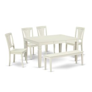 This amazing WEAV6C-LWH-W dining set facilitates an affectionate family feeling. A comfortable and luxurious Linen White color offers any dining-room a relaxing and friendly feel with the small kitchen table. With a soft rounded bevel at the edge of the table top