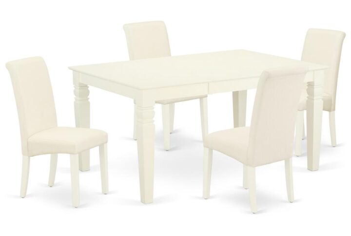 Outfit your dining room in effortless style with this essential five piece WEBA5-WHI-01 dinette set includes a dining table and four parson chairs