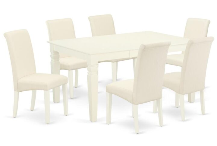 Outfit your dining room in effortless style with this essential seven piece WEBA7-WHI-01 dinette set includes a dining table and six parson chairs