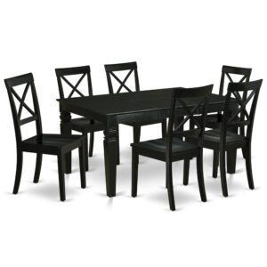 This amazing WEBO7-BLK-W dining set facilitates an affectionate family feeling. A comfortable and elegant Black color offers any dining-room a relaxing and friendly feel with this medium dining table. This well-designed and comfortable kitchen table may be used for hours at a time. No heat treated pressured wood like MDF