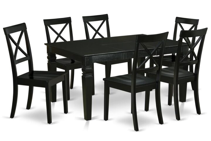 This amazing WEBO7-BLK-W dining set facilitates an affectionate family feeling. A comfortable and elegant Black color offers any dining-room a relaxing and friendly feel with this medium dining table. This well-designed and comfortable kitchen table may be used for hours at a time. No heat treated pressured wood like MDF