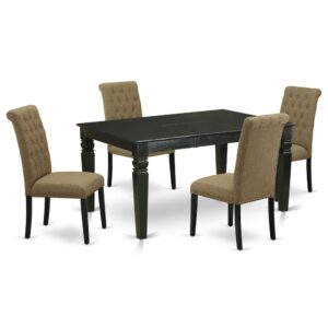 Outfit your dining room in effortless style with this essential five piece WEBR5-BLK-17 dinette set includes a dining table and four parson chairs