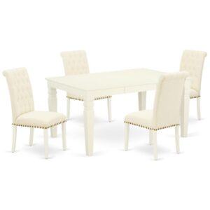 Outfit your dining room in effortless style with this essential five piece WEBR5-WHI-02 dinette set includes a dining table and four parson chairs