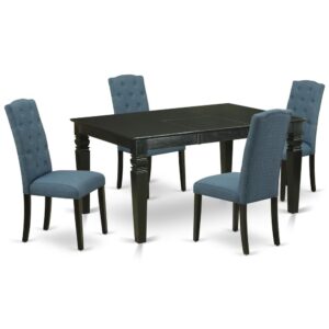Outfit your dining room in effortless style with this essential five piece WEBR5-BLK-17 dinette set includes a dining table and four parson chairs
