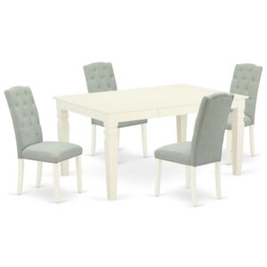 Outfit your dining room in effortless style with this essential five piece WECE5-WHI-15 dinette set includes a dining table and four parson chairs