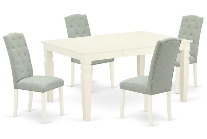 Outfit your dining room in effortless style with this essential five piece WECE5-WHI-15 dinette set includes a dining table and four parson chairs