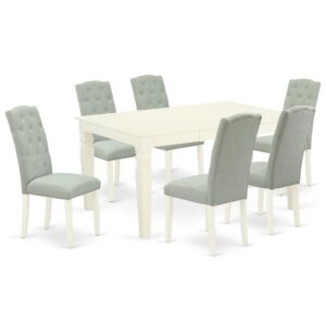 Outfit your dining room in effortless style with this essential seven piece WECE7-WHI-15 dinette set includes a dining table and six parson chairs