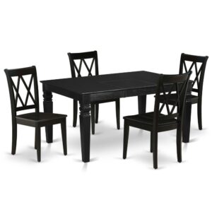 This amazing WECL5-BLK-W dining set facilitates an affectionate family feeling. A comfortable and elegant Black color offers any dining-room a relaxing and friendly feel with this medium kitchen table. This well-designed and comfortable dining table may be used for hours at a time. No heat treated pressured wood like MDF