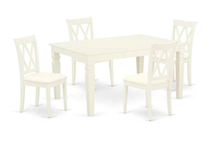 Outfit your dining room in effortless style with this essential five piece WECL5-WHI-C dinette set includes a dining table and four kitchen chairs