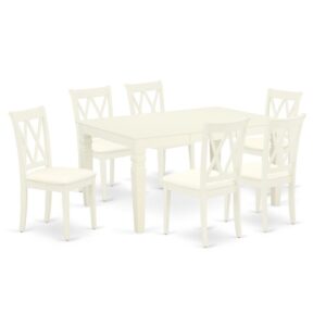 Outfit your dining room in effortless style with this essential seven piece WECL7-WHI-C dinette set includes a dining table and six kitchen chairs