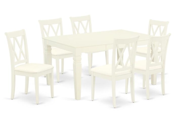 Outfit your dining room in effortless style with this essential seven piece WECL7-WHI-C dinette set includes a dining table and six kitchen chairs